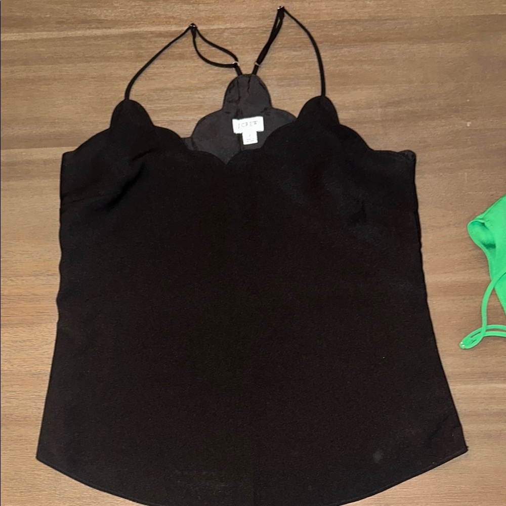 J. Crew Black Scalloped Cami